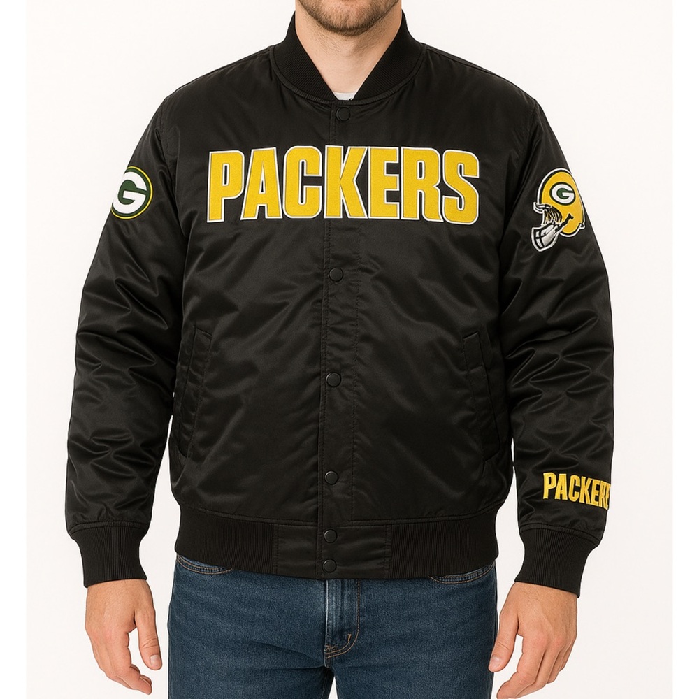 Licensed NFL Men’s Pro Standard Authentic Green Bay Packers Black Jacket